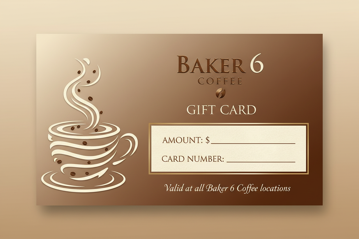 Baker 6 coffee gift card